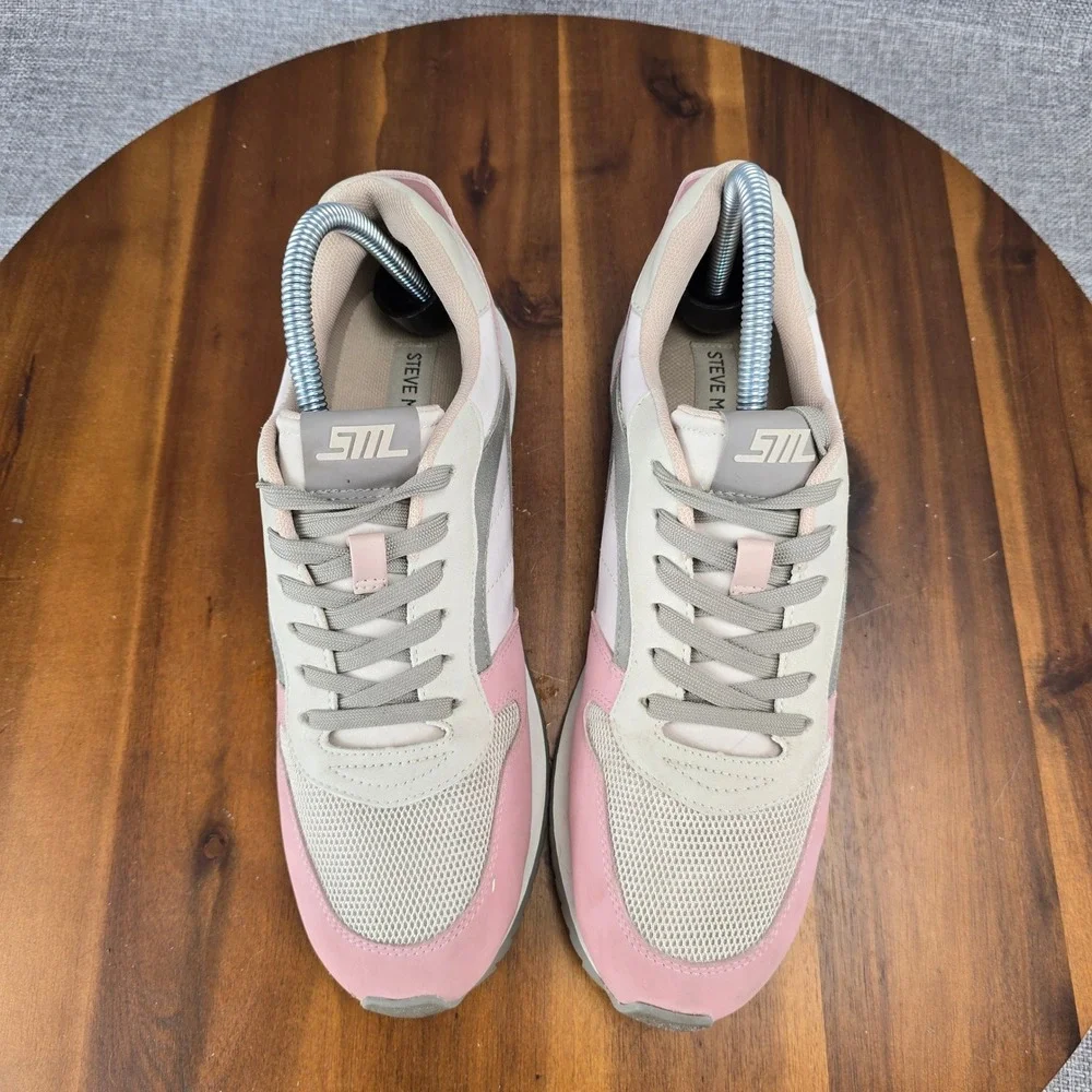 Steve Madden Kinkade Pink Beige Gray Athletic Sneakers Shoes Women's Size 9‎